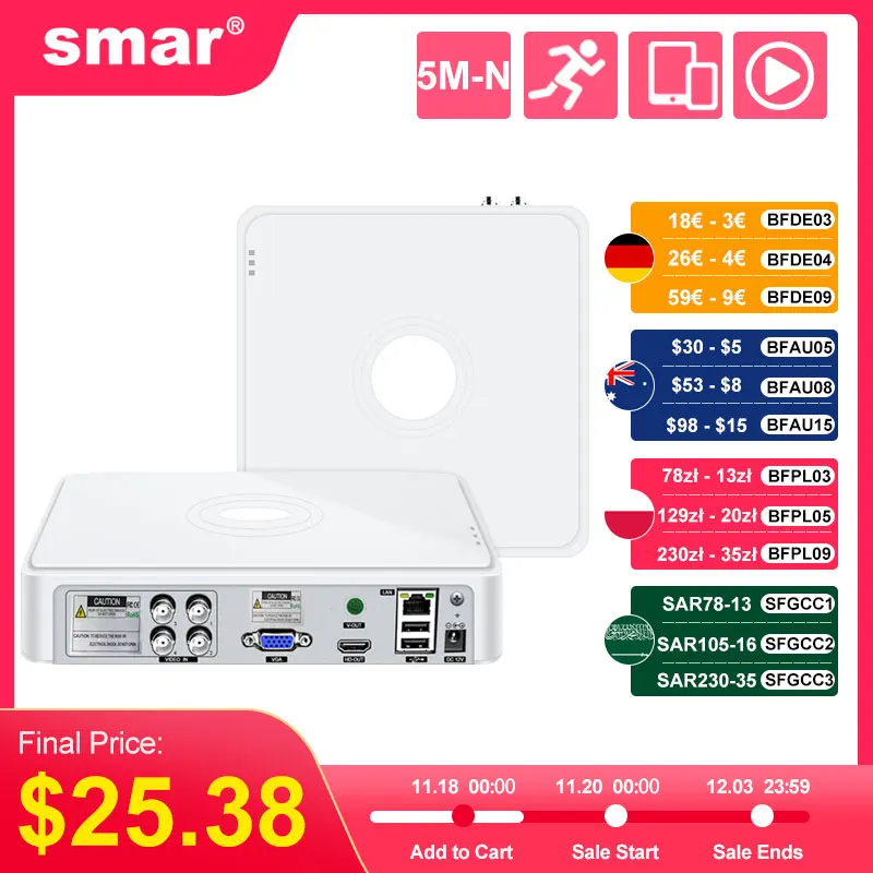 Smar 4CH/8CH CCTV DVR H.265 5M-N AHD DVR Цифровой видеорегистратор для AHD TVI CVI CVBS Аналоговая камера IP-камера Гибридный видеорегистратор
Smar 4CH/8CH CCTV DVR H.265 5M-N AHD DVR Цифровой видеорегистратор для AHD TVI CVI CVBS Аналоговая камера IP-камера Гибридный видеорегистратор
