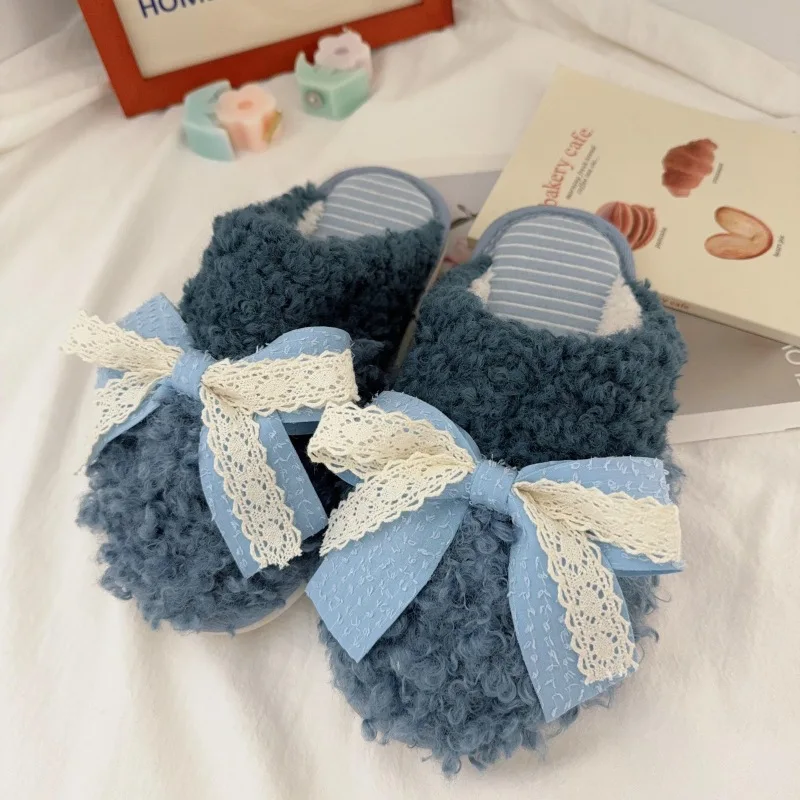Lace Bow Cotton Slippers Women's Home Indoor Non-slip Floor Slippers Winter Warm Outdoor Plush Slippers
Lace Bow Cotton Slippers Women's Home Indoor Non-slip Floor Slippers Winter Warm Outdoor Plush Slippers