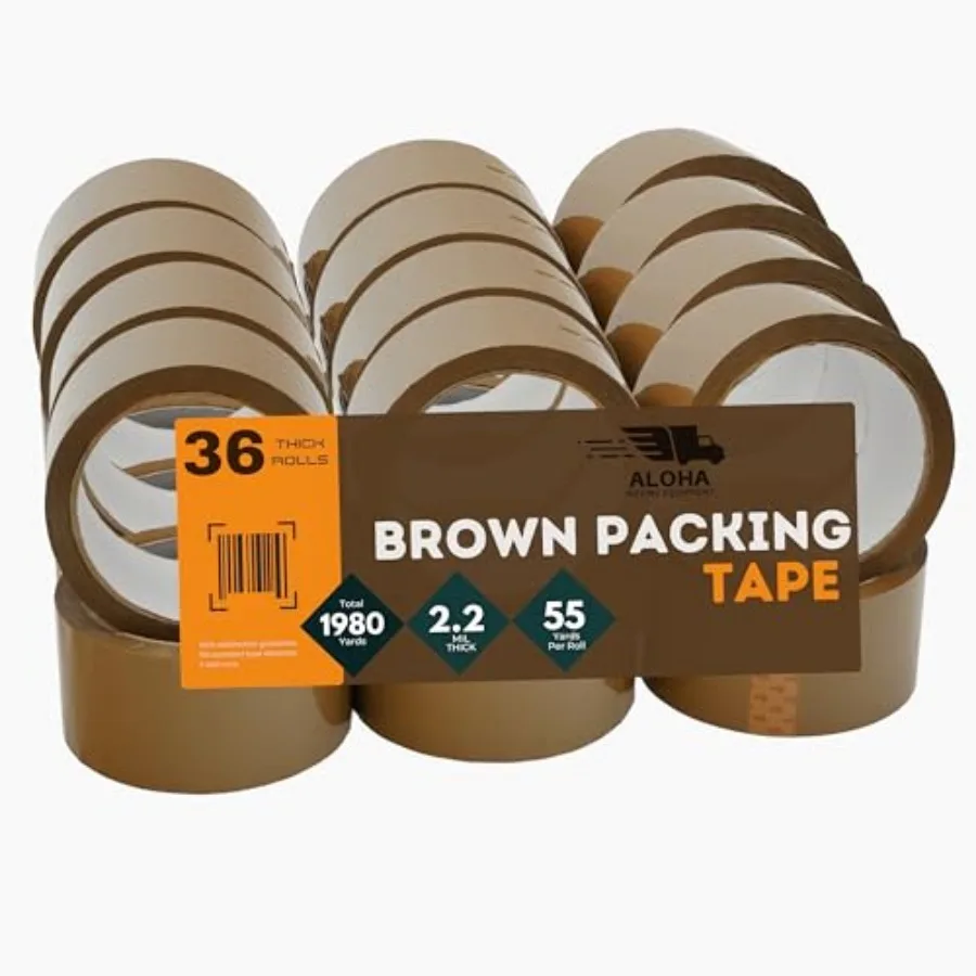 Brown Packing Tape Heavy Duty Brown Shipping Tape for Box Packaging and Moving 2.2mil Thick, 2-inch Wide Mailing Tape 36 Rolls
Brown Packing Tape Heavy Duty Brown Shipping Tape for Box Packaging and Moving 2.2mil Thick, 2-inch Wide Mailing Tape 36 Rolls