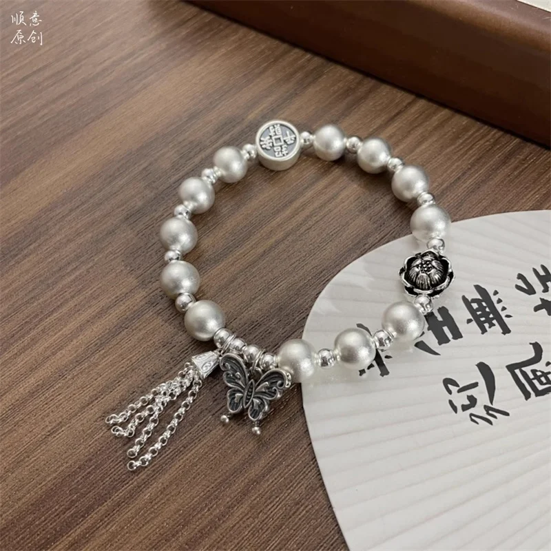 Vintage 925 sterling silver elastic rope women's bracelet,vintage butterfly wealth attracting tassel woven bracelet jewelry gift
Vintage 925 sterling silver elastic rope women's bracelet,vintage butterfly wealth attracting tassel woven bracelet jewelry gift