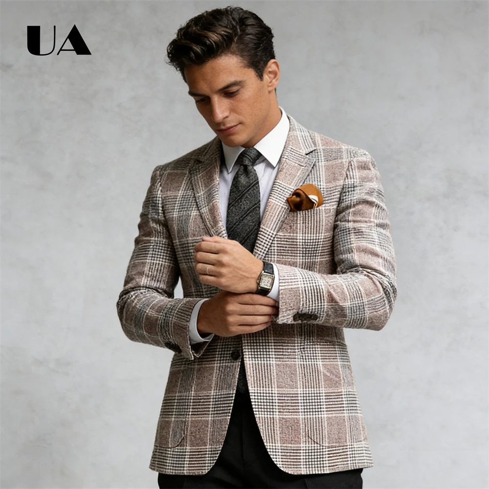 Men Beige Glen Plaid Check Blazer Notch Lapel Single-Breasted Formal Cocktail Party Wedding Guest Luxury Suit Jacket
Men Beige Glen Plaid Check Blazer Notch Lapel Single-Breasted Formal Cocktail Party Wedding Guest Luxury Suit Jacket
