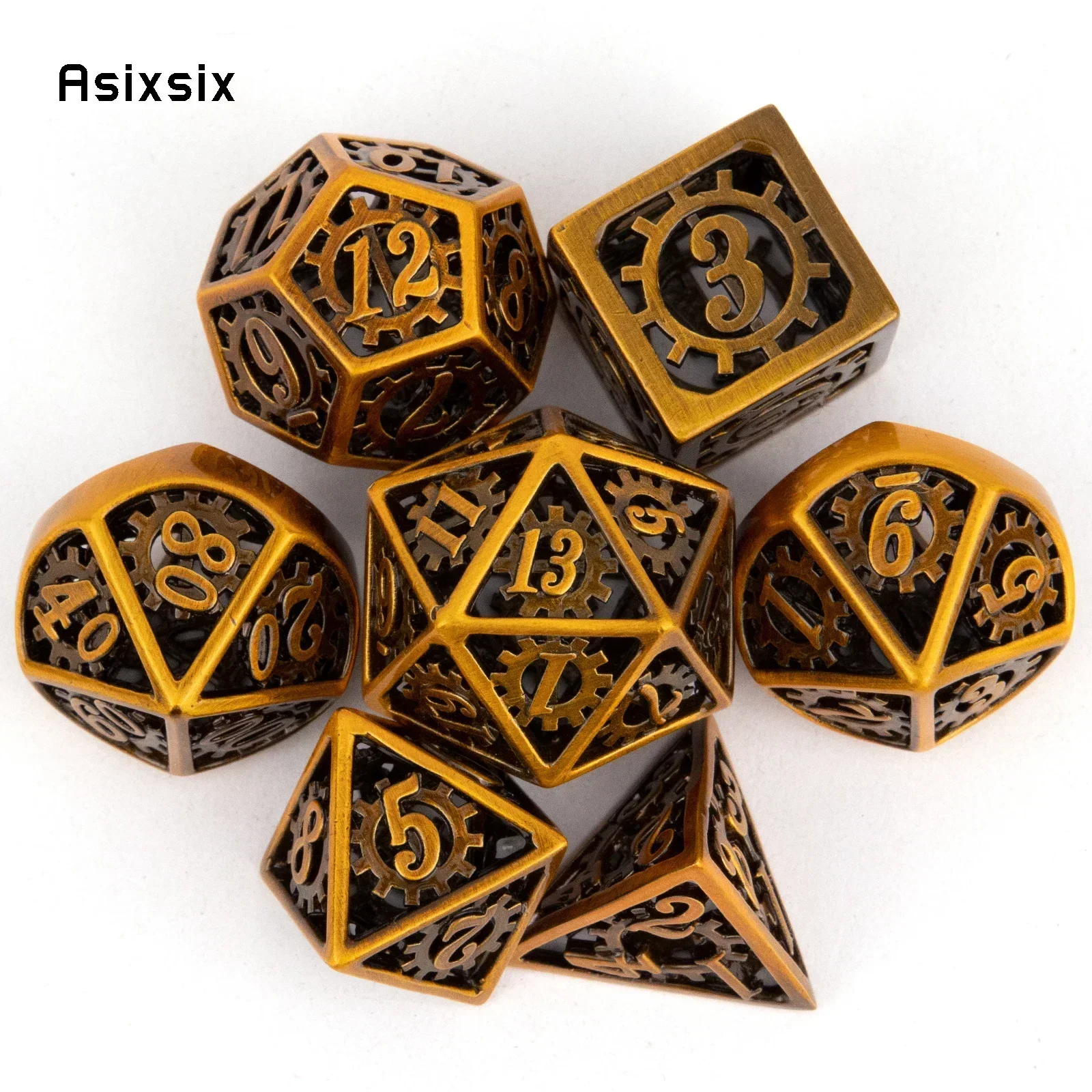 7 Pcs Copper Gear Wheel Metal Dice Hollow Metal Polyhedral Dice Set Suitable for Role-Playing RPG Board Game Gift
7 Pcs Copper Gear Wheel Metal Dice Hollow Metal Polyhedral Dice Set Suitable for Role-Playing RPG Board Game Gift