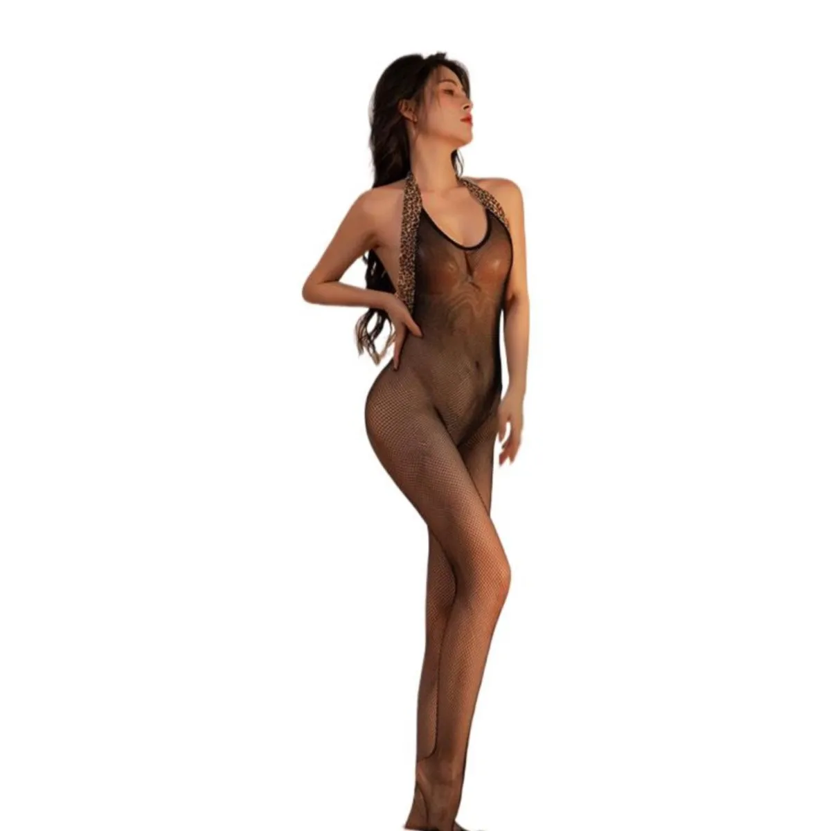 Женский костюм, прозрачные колготки без промежности, с леопардовым принтом
Женский костюм, прозрачные колготки без промежности, с леопардовым принтом