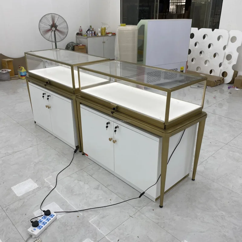 Customize.Convenient and Stylish Jewelry Cabinet Showcase with LED Exquisite Gold - Framed Glass Jewelry Display Cases
Customize.Convenient and Stylish Jewelry Cabinet Showcase with LED Exquisite Gold - Framed Glass Jewelry Display Cases