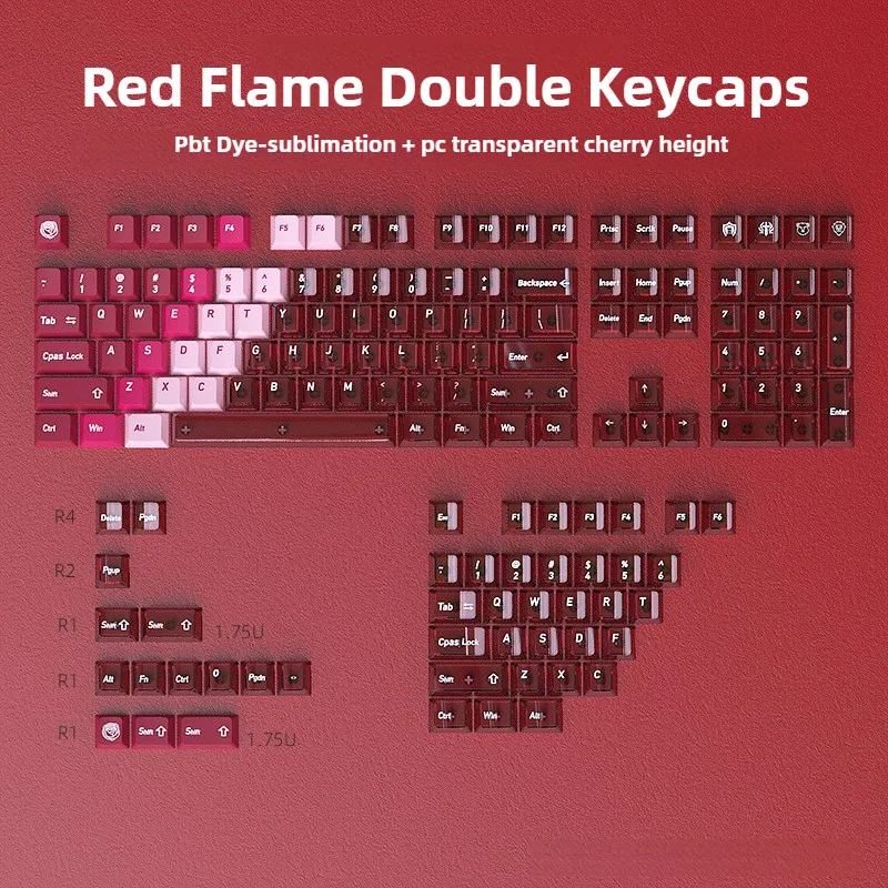 Red Flame Keycaps PBT+PC Shine Through Red Pink Transparent Cherry DIY Custom for MX Mechanical Keyboard
Red Flame Keycaps PBT+PC Shine Through Red Pink Transparent Cherry DIY Custom for MX Mechanical Keyboard