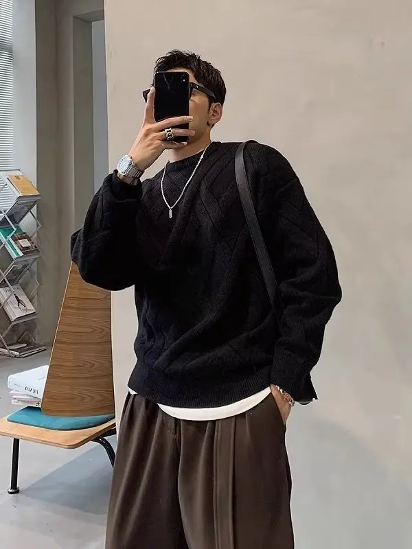 Men's round Ne Knitted Sweater Loose Thi Warm Autumn Winter New Faion Trend Brand Inner Wear Knit Base irt
Men's round Ne Knitted Sweater Loose Thi Warm Autumn Winter New Faion Trend Brand Inner Wear Knit Base irt