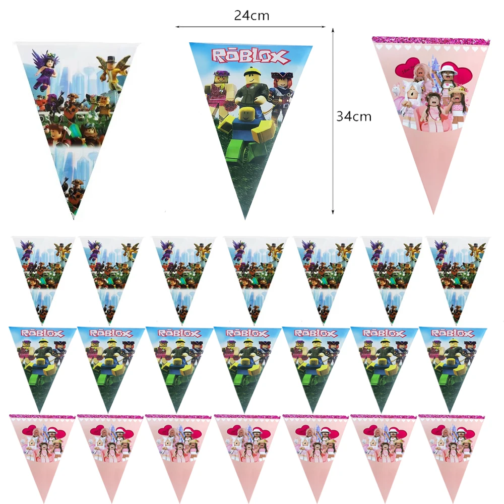 10Pcs Roblox Birthday Bunting Flags Backdrop Decoration Hanging Pennant Banner for Kids Baby Shower Event Cartoon Party Supplies
10Pcs Roblox Birthday Bunting Flags Backdrop Decoration Hanging Pennant Banner for Kids Baby Shower Event Cartoon Party Supplies