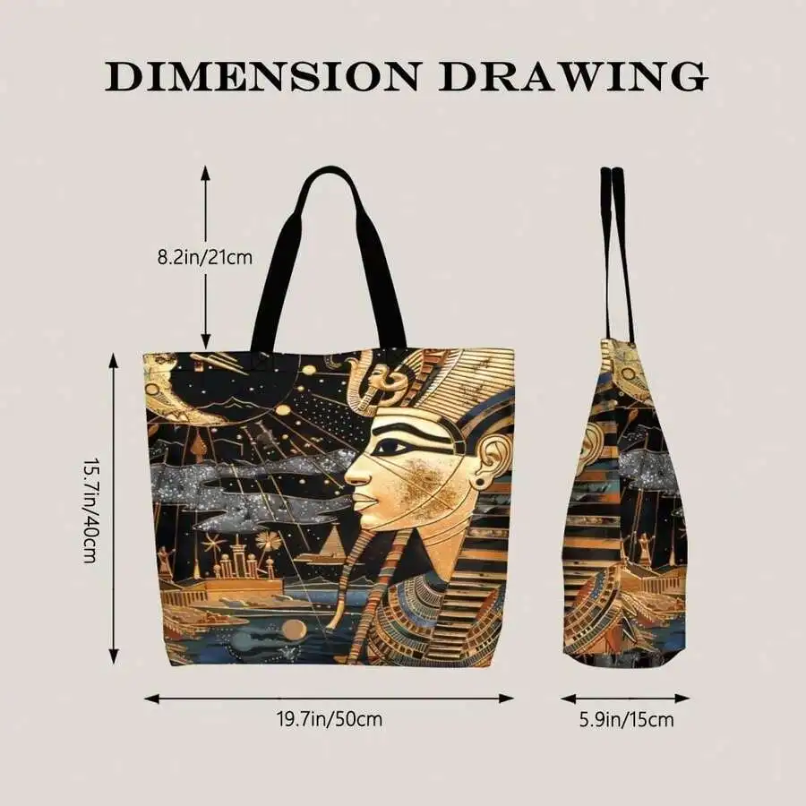 Egyptian Pharaoh Canvas Tote Bag With Moon Stars Design Stylish Casual Handbag For Adults
Egyptian Pharaoh Canvas Tote Bag With Moon Stars Design Stylish Casual Handbag For Adults