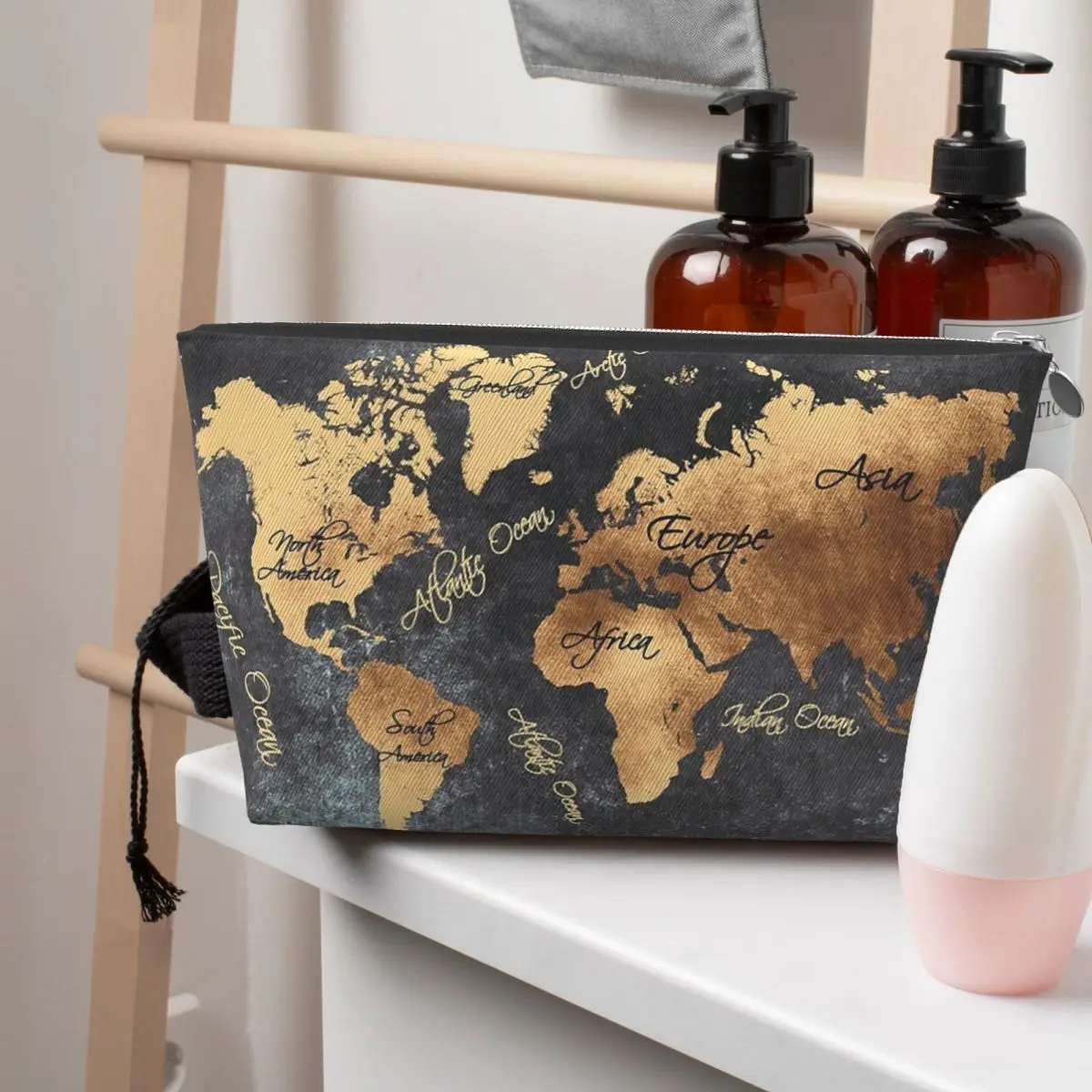 World Map 147 Gold Black Women Cosmetic Bags Travel Makeup Organizer Pouch Toiletry Storage Dopp Kit Case
World Map 147 Gold Black Women Cosmetic Bags Travel Makeup Organizer Pouch Toiletry Storage Dopp Kit Case