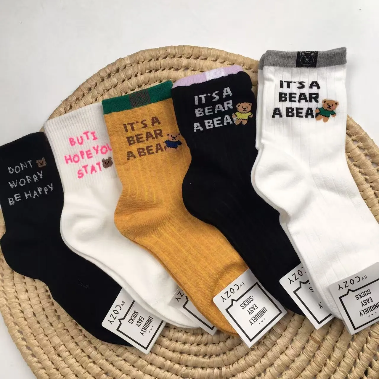 Good Quality Women's Mid-Calf Cotton Socks Autumn Winter New Style Alphabet Bear Pattern Sweat Absorbent Casual Socks Imported
Good Quality Women's Mid-Calf Cotton Socks Autumn Winter New Style Alphabet Bear Pattern Sweat Absorbent Casual Socks Imported