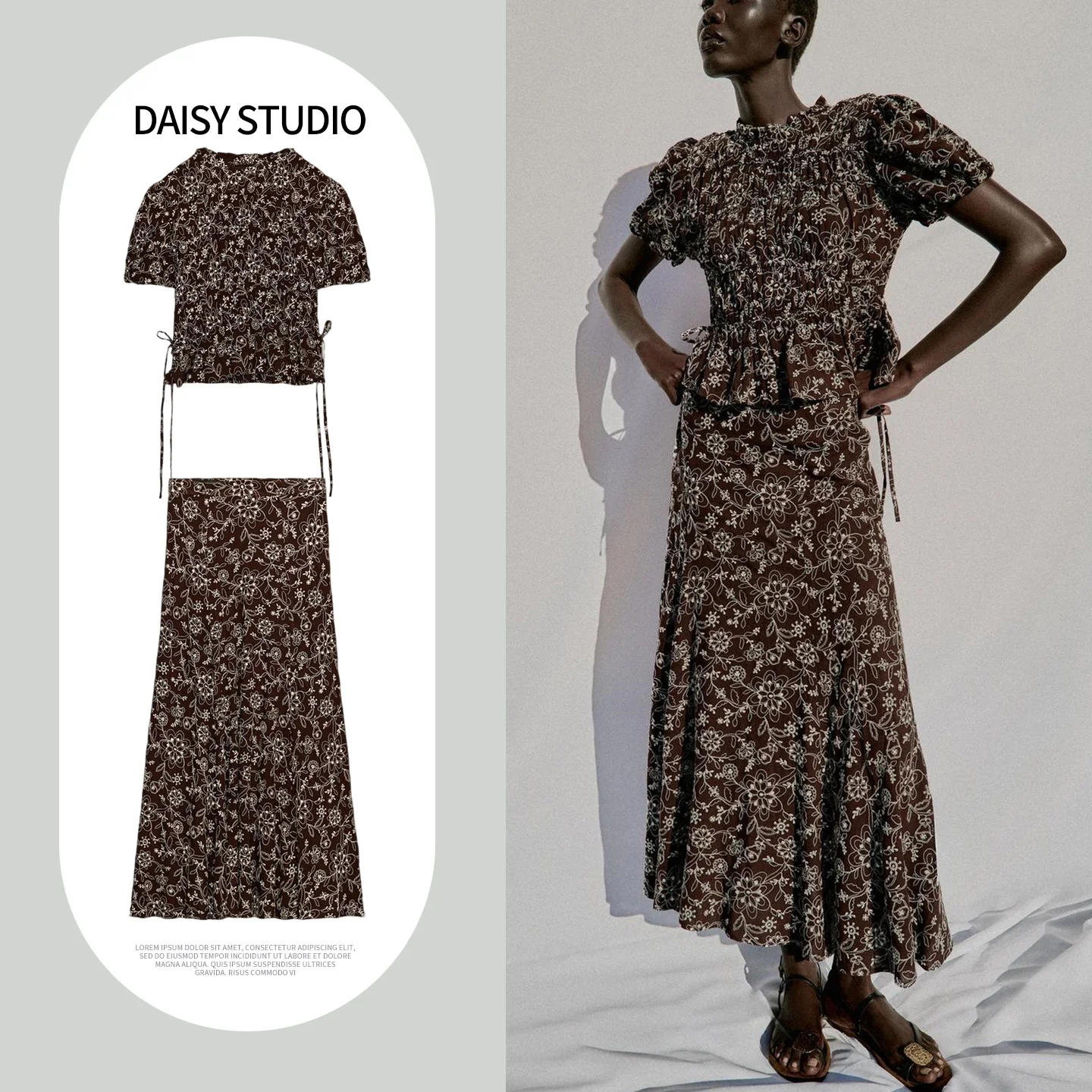 Elastic Midi Skirt Long Sleeveless round Neck Embroidered Top Bottoms Set Women's Fashion Summer Outfits Plant Floral Pattern
Elastic Midi Skirt Long Sleeveless round Neck Embroidered Top Bottoms Set Women's Fashion Summer Outfits Plant Floral Pattern