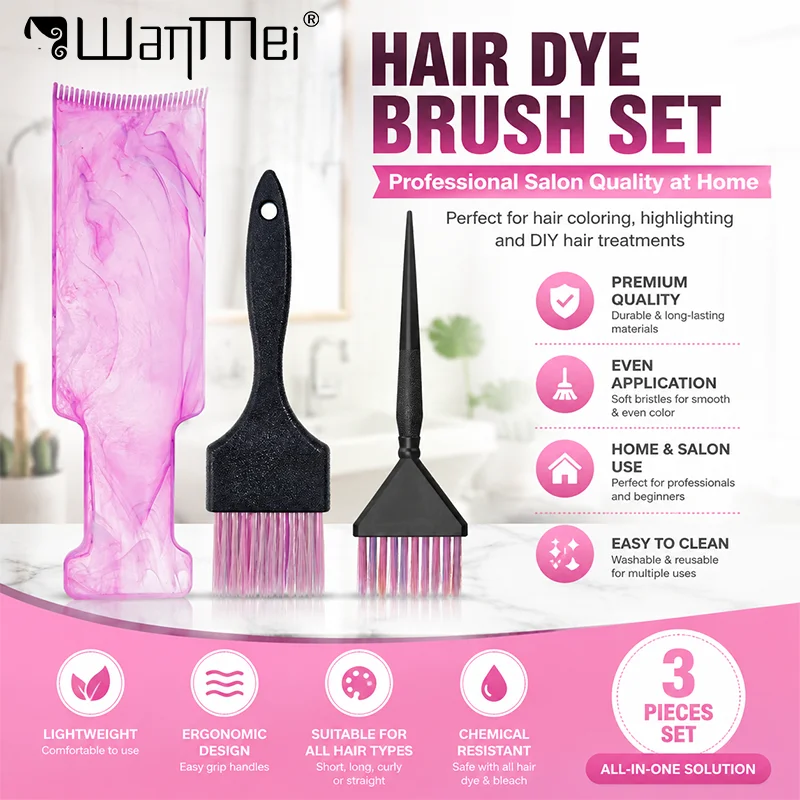 3Pcs Professional Hair Dye Brush Comb Set Hair Coloring Applicator Kit with Blue Marbling Board for Salon Home Hairdressing
3Pcs Professional Hair Dye Brush Comb Set Hair Coloring Applicator Kit with Blue Marbling Board for Salon Home Hairdressing