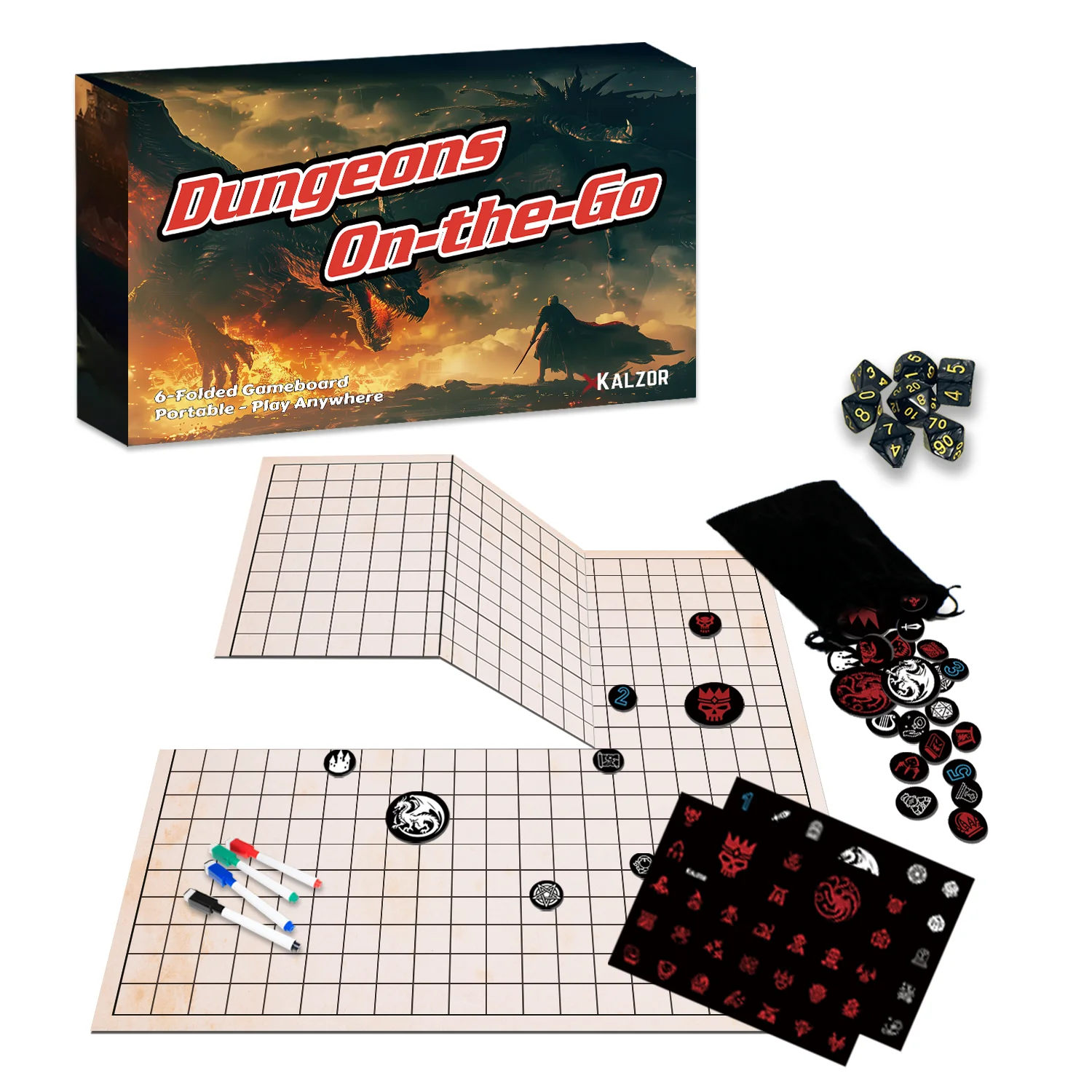 Dugeons On The Go, Portabe Hard Cardboard Battle Mat Set With Dice, Tokens, Erasable Game Map For TTRPG Dnd Board Game
Dugeons On The Go, Portabe Hard Cardboard Battle Mat Set With Dice, Tokens, Erasable Game Map For TTRPG Dnd Board Game
