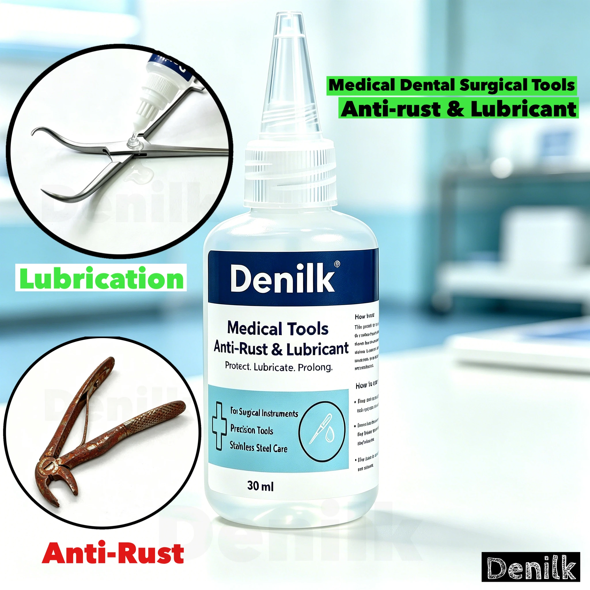 DENILK Anti-rust lubrication treatment oil for medical and dental surgical instruments
DENILK Anti-rust lubrication treatment oil for medical and dental surgical instruments