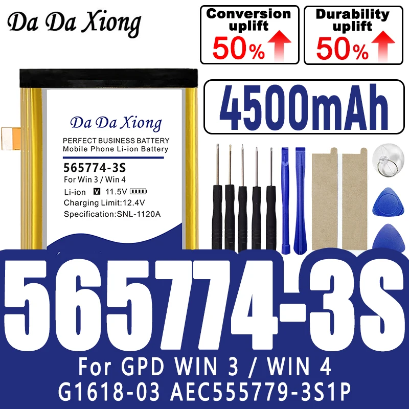 Brand-New 4500mAh 565774-3S Battery For GPD WIN 3 / WIN 4 AEC555779-3S1P G1618-03
Brand-New 4500mAh 565774-3S Battery For GPD WIN 3 / WIN 4 AEC555779-3S1P G1618-03