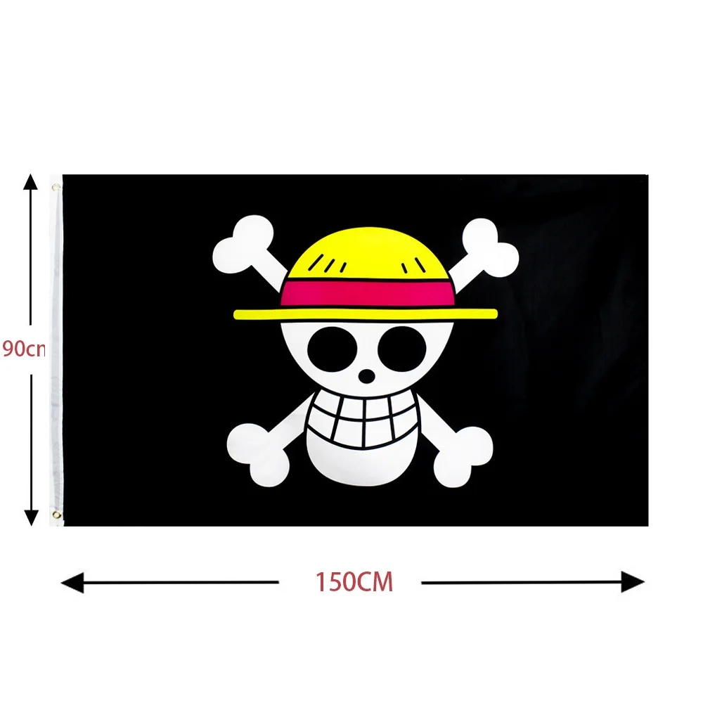 One Piece 90*150CM Polyester Pirate Monkey D.Luffy Skull Flag One Piece straw hat pirates Trumpet banner flag
One Piece 90*150CM Polyester Pirate Monkey D.Luffy Skull Flag One Piece straw hat pirates Trumpet banner flag
