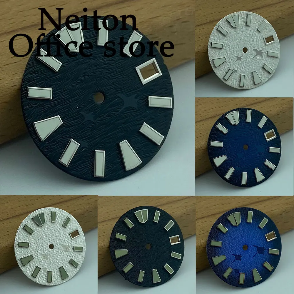 NEITON 28.5mm black blue white watch dial luminous fit NH35 movement fit 3 o'clock crown
NEITON 28.5mm black blue white watch dial luminous fit NH35 movement fit 3 o'clock crown