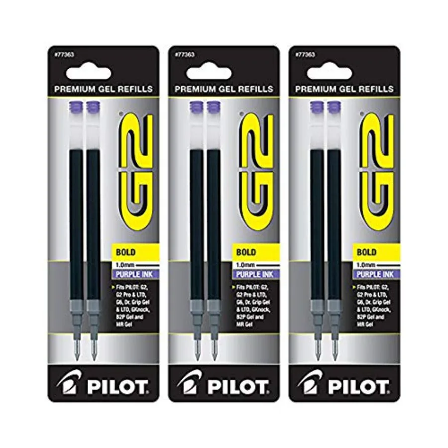 G2 Gel Ink Pen Refills, Bold Point, 1.0mm, Purple Ink, 6 Refills
G2 Gel Ink Pen Refills, Bold Point, 1.0mm, Purple Ink, 6 Refills
