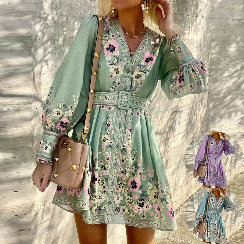 Women Print Floral Midi Waist Casual Dresses Long Sleeve Office Lady Short Dress 2024 Summer Elegant Vestidos Bohemian
Women Print Floral Midi Waist Casual Dresses Long Sleeve Office Lady Short Dress 2024 Summer Elegant Vestidos Bohemian