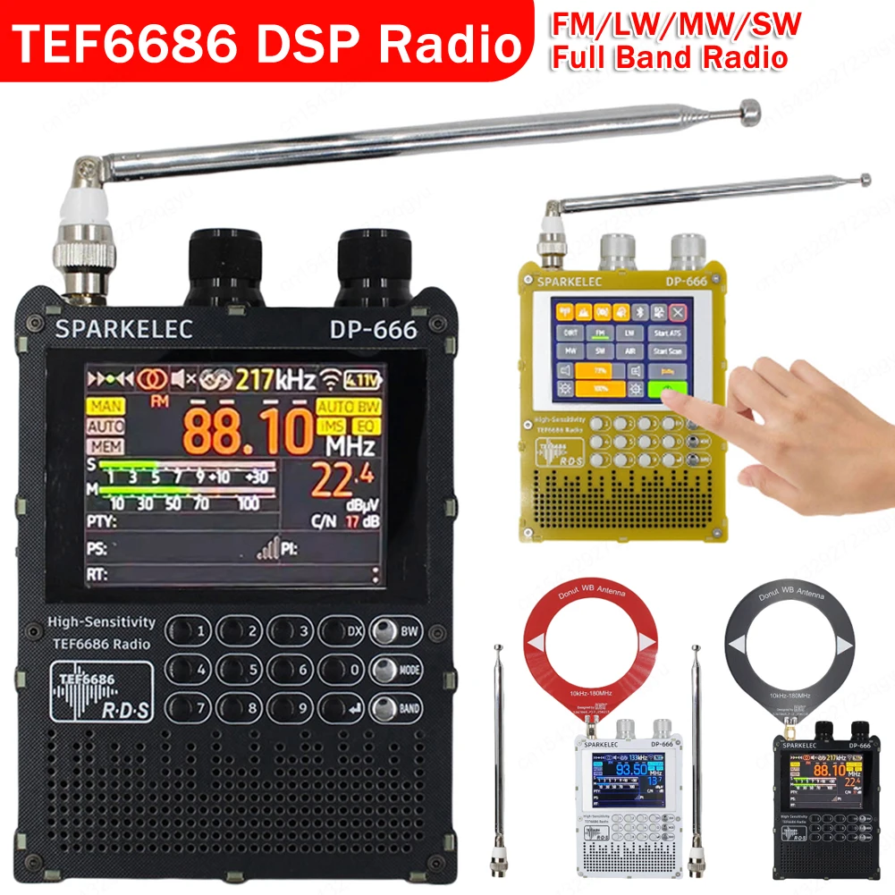 DP-666 TEF6686 Радио FM LW MW SW Полнодиапазонное радио Сенсорный ЖК-дисплей Высокочувствительный DSP-приемник Коротковолновое радио
DP-666 TEF6686 Радио FM LW MW SW Полнодиапазонное радио Сенсорный ЖК-дисплей Высокочувствительный DSP-приемник Коротковолновое радио