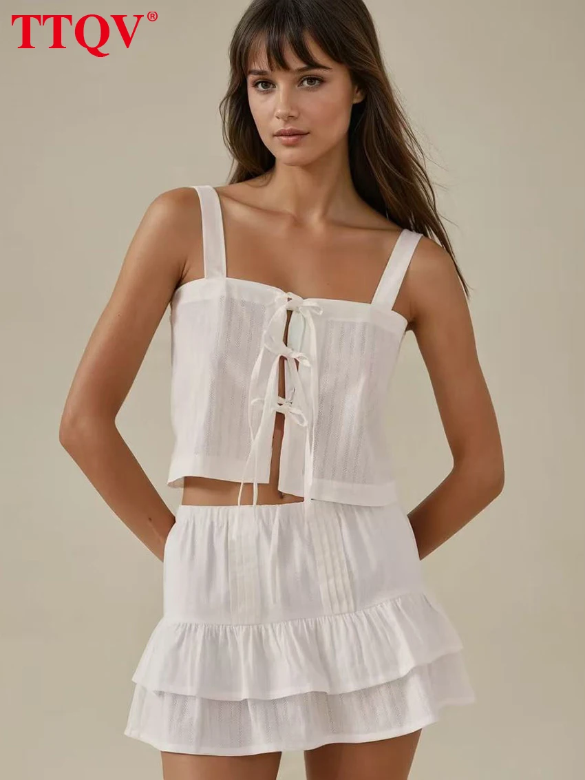 TTQV Summer Slim White 2 Piece Set Women 2026 Sexy Sleeveless Crop Top With High Waist Pleated Mini Skirt Set Female Clothing
TTQV Summer Slim White 2 Piece Set Women 2026 Sexy Sleeveless Crop Top With High Waist Pleated Mini Skirt Set Female Clothing