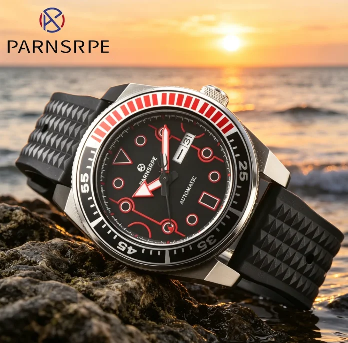 PARNSRPE Men's automatic mechanical watch 42.5mm Samurai NH36A calibre sapphire crystal rubber strap stainless steel
PARNSRPE Men's automatic mechanical watch 42.5mm Samurai NH36A calibre sapphire crystal rubber strap stainless steel
