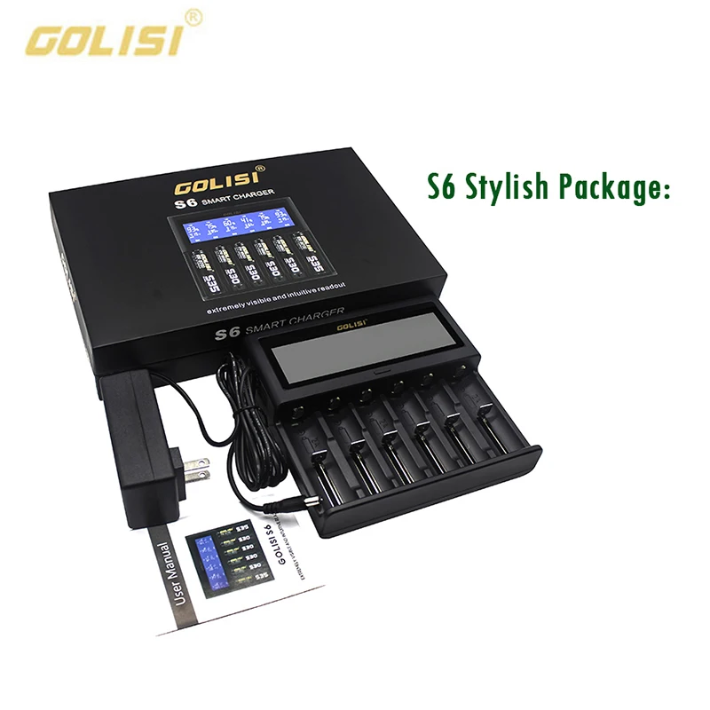 Original GOLISI S6 Battery Charger 6-Slot With LCD display For rechargeable Li-Ion Battery 26650 21700 20700 18650 AA AAA
Original GOLISI S6 Battery Charger 6-Slot With LCD display For rechargeable Li-Ion Battery 26650 21700 20700 18650 AA AAA