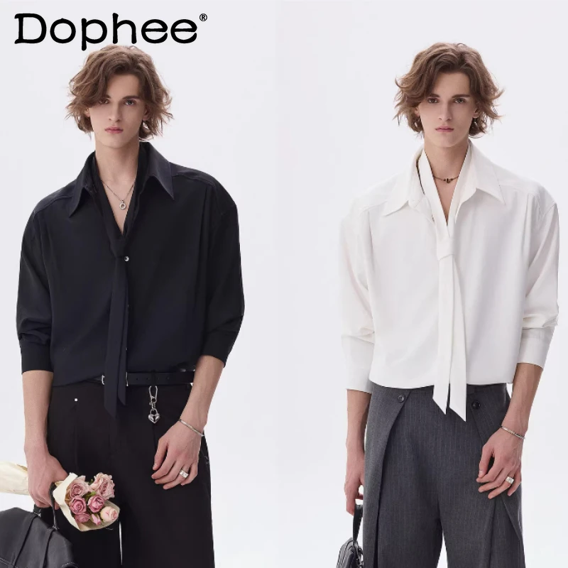 Men's 2026 Spring Stylish Lapel Comfort Shirts High-end Lace-up Solid Color Shirts Male Simple Single-breasted Long Sleeve Tops
Men's 2026 Spring Stylish Lapel Comfort Shirts High-end Lace-up Solid Color Shirts Male Simple Single-breasted Long Sleeve Tops