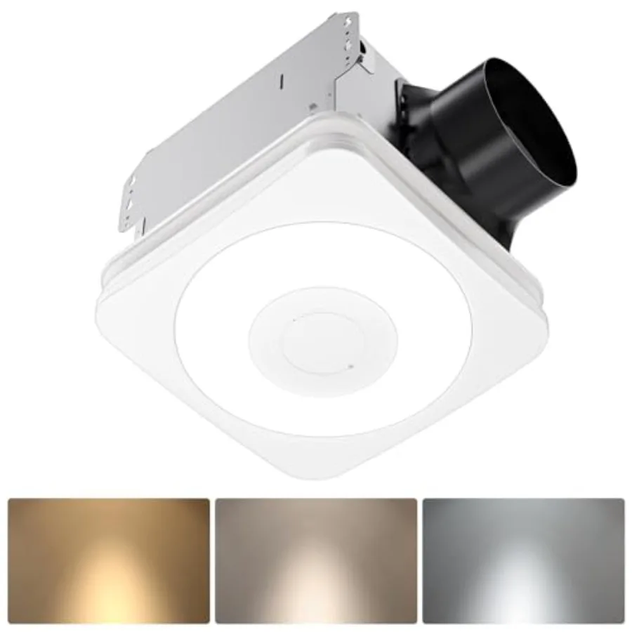Bathroom exhaust fan with light and humidity sensor: 160 CFM, 1.0 Sone, auto-on at 60 RH, 1500LM, 3CCT, night light, ENERGY STA
Bathroom exhaust fan with light and humidity sensor: 160 CFM, 1.0 Sone, auto-on at 60 RH, 1500LM, 3CCT, night light, ENERGY STA