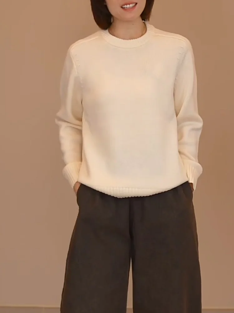 Simple round Ne Long Sve Knitwear White Women's irt Autumn New Sle Big Size Ele Match All Season Camere Sweater
Simple round Ne Long Sve Knitwear White Women's irt Autumn New Sle Big Size Ele Match All Season Camere Sweater