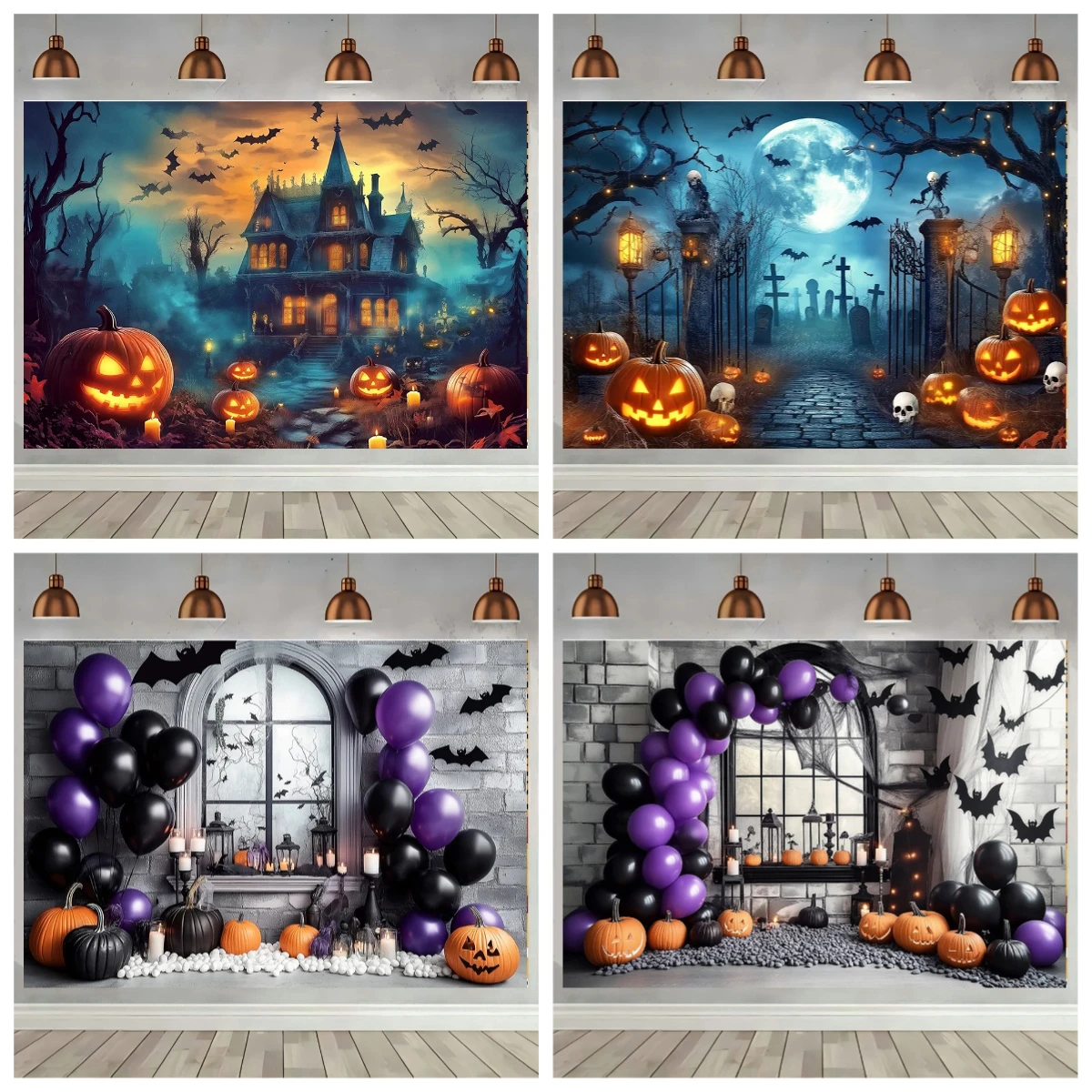 Cute Halloween Ghost With Cats Pumpkin Backdrops Kids Adult Photography Props Purple Bats Big Moon Castle Balloons Backgrounds
Cute Halloween Ghost With Cats Pumpkin Backdrops Kids Adult Photography Props Purple Bats Big Moon Castle Balloons Backgrounds