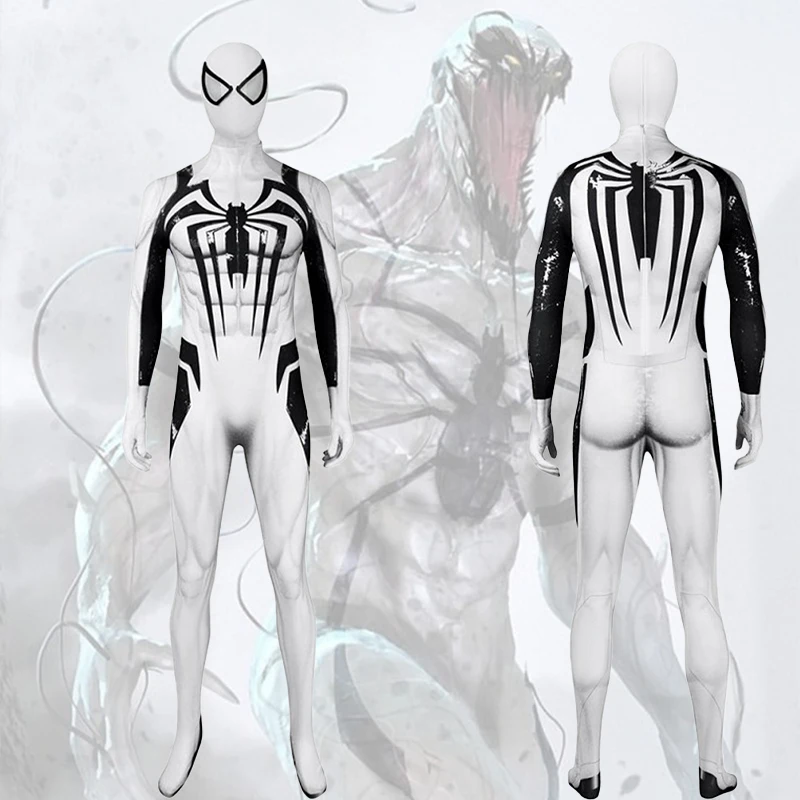 Movie Anti-Venom Cosplay Costume 3D Printed White Black Zentai Jumpsuit with Detachable Mask Halloween Party Costumes for Mans
Movie Anti-Venom Cosplay Costume 3D Printed White Black Zentai Jumpsuit with Detachable Mask Halloween Party Costumes for Mans