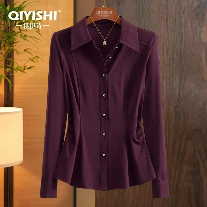 Office Ladies Stretchy Knitted Shirt Long Sleeve Turn-down Collar Button-down Top Elegant Slimming Retro Work Casual Blouses
Office Ladies Stretchy Knitted Shirt Long Sleeve Turn-down Collar Button-down Top Elegant Slimming Retro Work Casual Blouses