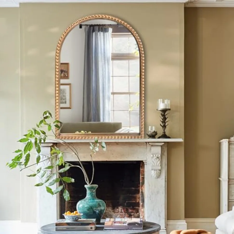 Traditional Arch Mirror for Bathroom, 20" x30" Baroque Antique Gold Marlowe Mirrors Beaded Frame, Decorative Accent Vertical Va
Traditional Arch Mirror for Bathroom, 20" x30" Baroque Antique Gold Marlowe Mirrors Beaded Frame, Decorative Accent Vertical Va
