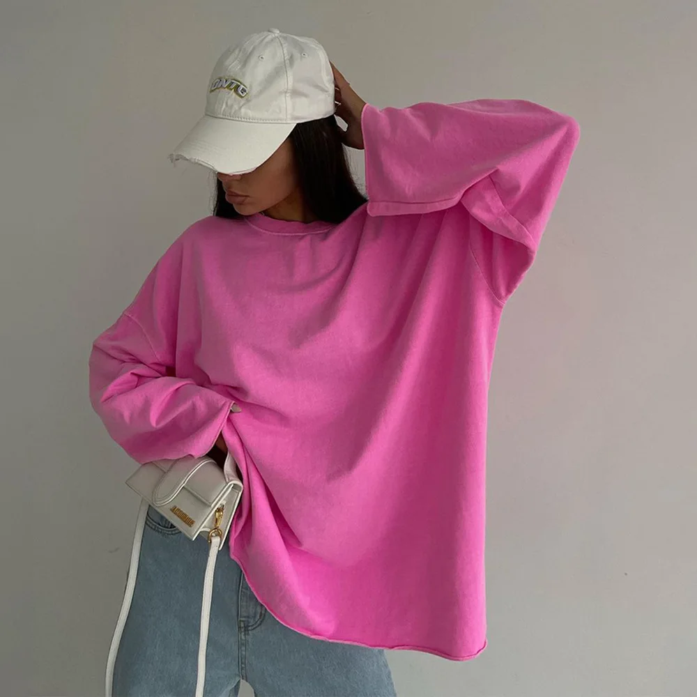 Europe and america 2025 Spring new women's pink long sleeve loose solid color knitted bottom shirt for women T Shirt
Europe and america 2025 Spring new women's pink long sleeve loose solid color knitted bottom shirt for women T Shirt