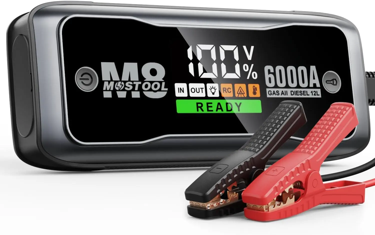 6000A Car Jump Starter with PD 60W Fast Charging, 12V Battery Pack, LED Light, for All Gas & 12.0L Diesel
6000A Car Jump Starter with PD 60W Fast Charging, 12V Battery Pack, LED Light, for All Gas & 12.0L Diesel