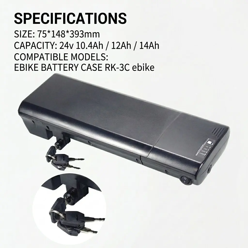 Rear Pack E-Bike battery 24V 10.4ah 12ah 14ah for EBIKE BATTERY CASE RK-3C electric bike
Rear Pack E-Bike battery 24V 10.4ah 12ah 14ah for EBIKE BATTERY CASE RK-3C electric bike