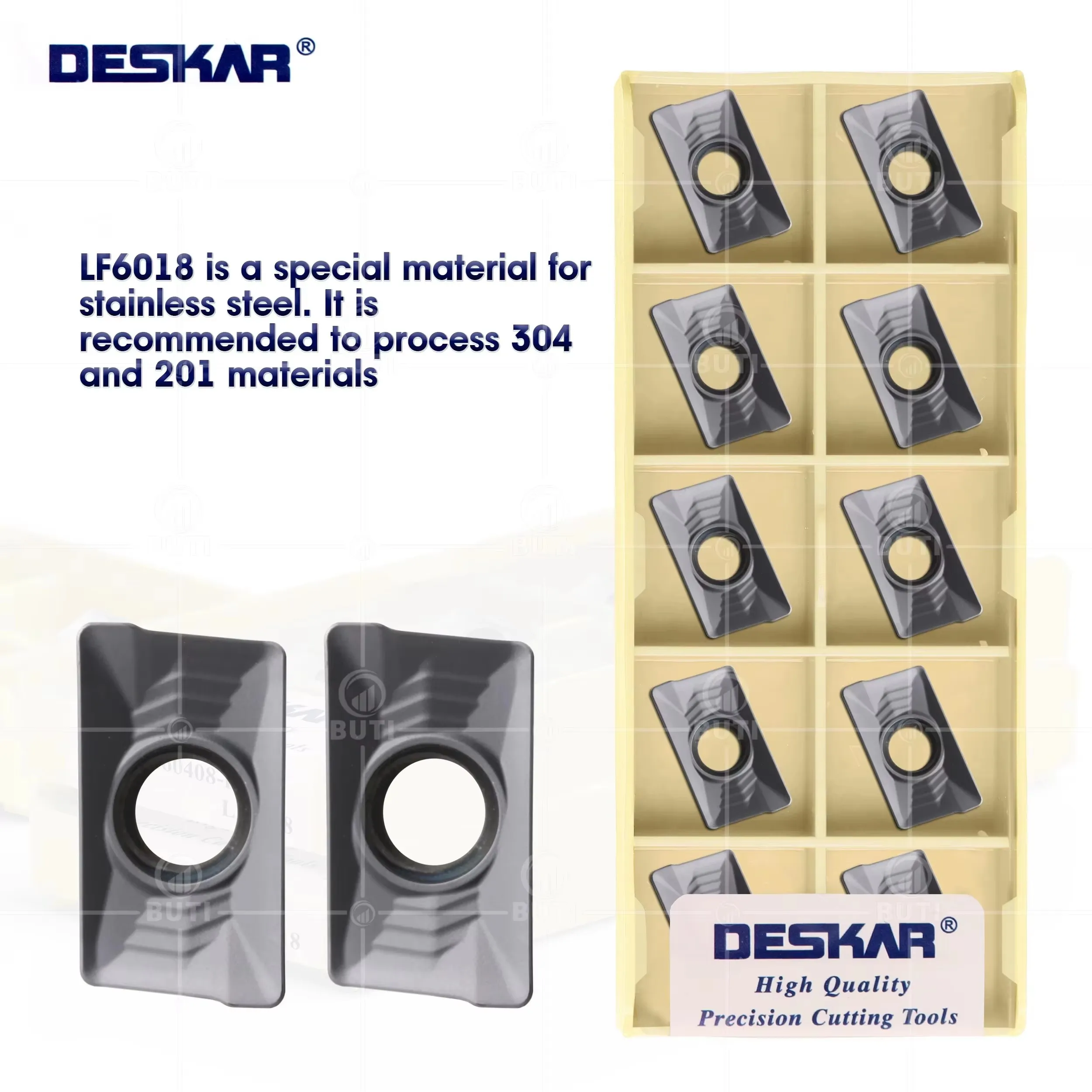 DESKAR 100% оригинал APKT160408-HM LF6018 Токарный станок с ЧПУ Фрезерное лезвие из твердого сплава Режущий инструмент Обработка деталей из нержавеющей стали
DESKAR 100% оригинал APKT160408-HM LF6018 Токарный станок с ЧПУ Фрезерное лезвие из твердого сплава Режущий инструмент Обработка деталей из нержавеющей стали