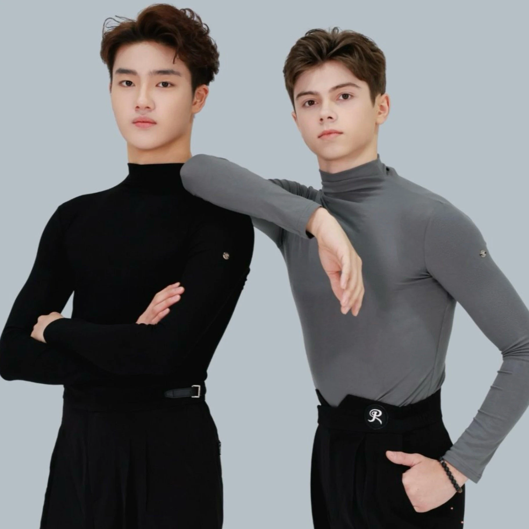 High Collar Long Sleeves Latin Dance Tops Men Cha Cha Rumba Dance Clothing Boys Practice Dance Wear Black White Gray DNV26214
High Collar Long Sleeves Latin Dance Tops Men Cha Cha Rumba Dance Clothing Boys Practice Dance Wear Black White Gray DNV26214