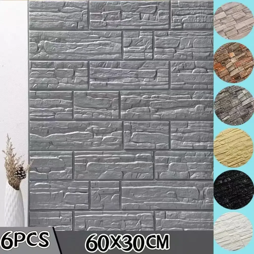 6 шт. 3D-наклейки на стену из пенопласта под кирпич и камень, самоклеящиеся водонепроницаемые обои для декора гостиной и ванной комнаты, 60x30 см
6 шт. 3D-наклейки на стену из пенопласта под кирпич и камень, самоклеящиеся водонепроницаемые обои для декора гостиной и ванной комнаты, 60x30 см