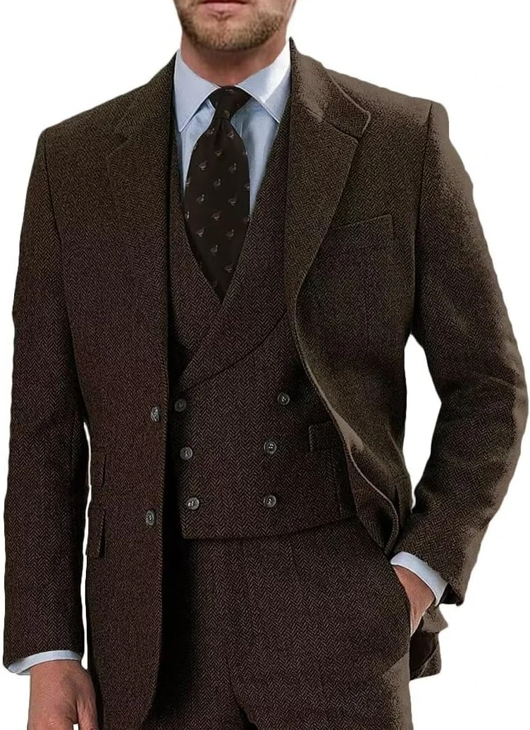 Твидовые костюмы в стиле ретро для мужчин, мужской костюм из трех предметов с узором «елочка», мужской двубортный смокинг, облегающий крой
Твидовые костюмы в стиле ретро для мужчин, мужской костюм из трех предметов с узором «елочка», мужской двубортный смокинг, облегающий крой