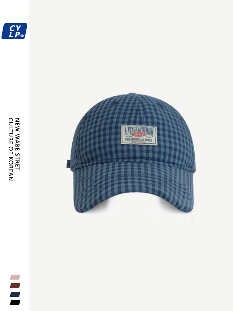 Plaid baseball cap retro men's and women's soft top sunshade sports cap shows small face
Plaid baseball cap retro men's and women's soft top sunshade sports cap shows small face