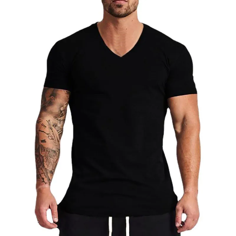 Solid Cotton V-Neck Short Sleeve T Shirts Mens Summer Gym T-shirt Fitness Clothing Slim Fit Tshirt Bodybuilding Workout Tee Tops
Solid Cotton V-Neck Short Sleeve T Shirts Mens Summer Gym T-shirt Fitness Clothing Slim Fit Tshirt Bodybuilding Workout Tee Tops