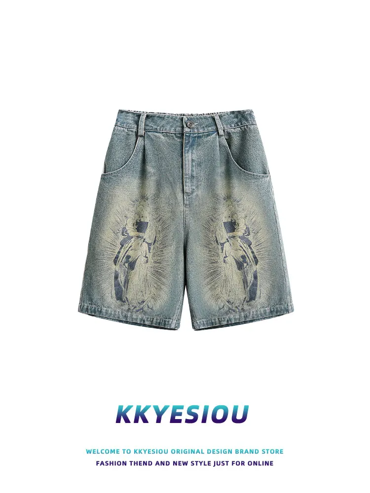 KKyesiou American Retro Street Sle orts ex Summer High Street Print Denim Mid-Calf Length Youthful Casual Loose Fit
KKyesiou American Retro Street Sle orts ex Summer High Street Print Denim Mid-Calf Length Youthful Casual Loose Fit