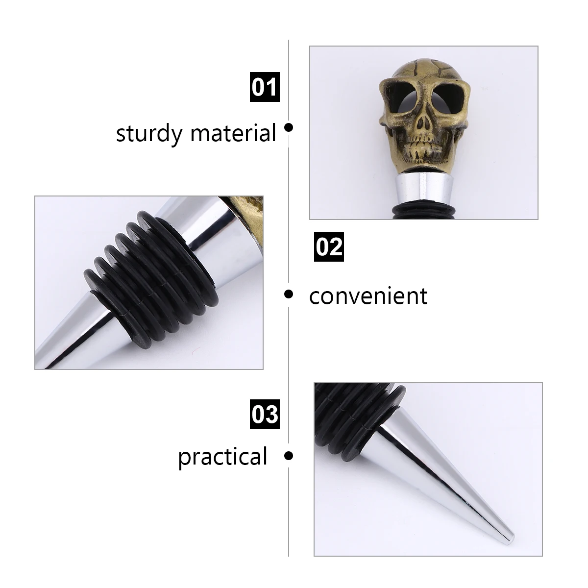 Skull Bottle Stoppers Decorative Zinc Alloy Stopper Halloween Gifts Retro Bronze Kitchen Bar Accessories
Skull Bottle Stoppers Decorative Zinc Alloy Stopper Halloween Gifts Retro Bronze Kitchen Bar Accessories