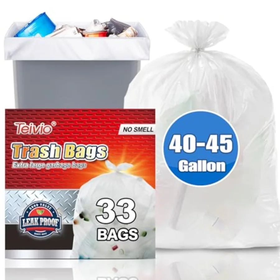 Large Clear Tras Bags 40-45 Gallon 33 Counts Fit 39, 40, 45, Gal All Pure Garbage Bags, Extra Large Lawn and Leaf Bags Outdoor
Large Clear Tras Bags 40-45 Gallon 33 Counts Fit 39, 40, 45, Gal All Pure Garbage Bags, Extra Large Lawn and Leaf Bags Outdoor