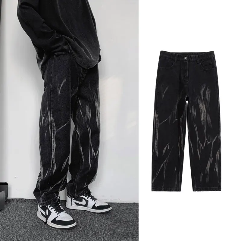 Black Workwear Style Loose Fit Straight Leg Men's Jeans Tie Dye High Street Trendy Brand Casual Long Pants for Teens
Black Workwear Style Loose Fit Straight Leg Men's Jeans Tie Dye High Street Trendy Brand Casual Long Pants for Teens
