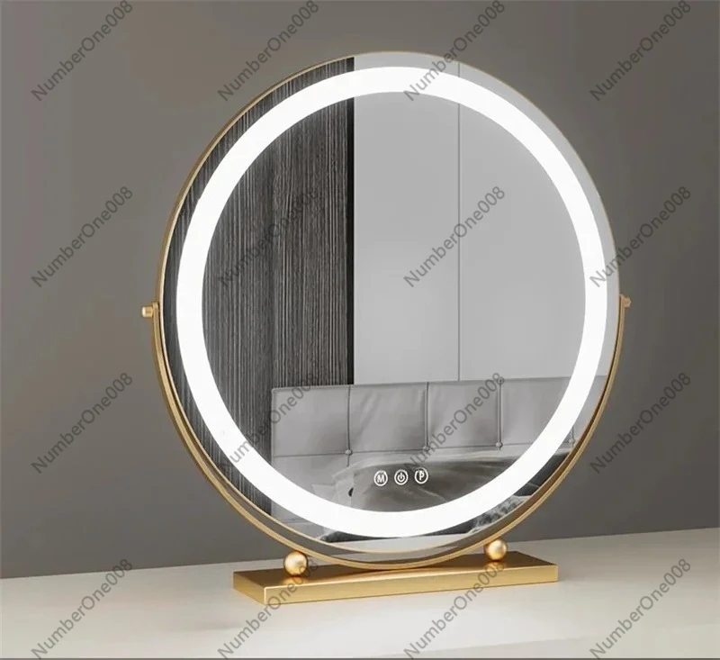 Light Luxury Bedroom Dressing Table Round Mirrors Modern Makeup Mirror with LED Light Desktop Fill Light Charging Smart Mirror
Light Luxury Bedroom Dressing Table Round Mirrors Modern Makeup Mirror with LED Light Desktop Fill Light Charging Smart Mirror