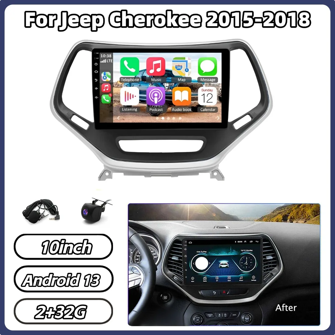 10-дюймовая автомагнитола Android 13 (2+32 ГБ) для Jeep Cherokee 2015-2018 с сенсорным экраном, поддержкой Carplay, Android Auto и Bluetooth
10-дюймовая автомагнитола Android 13 (2+32 ГБ) для Jeep Cherokee 2015-2018 с сенсорным экраном, поддержкой Carplay, Android Auto и Bluetooth