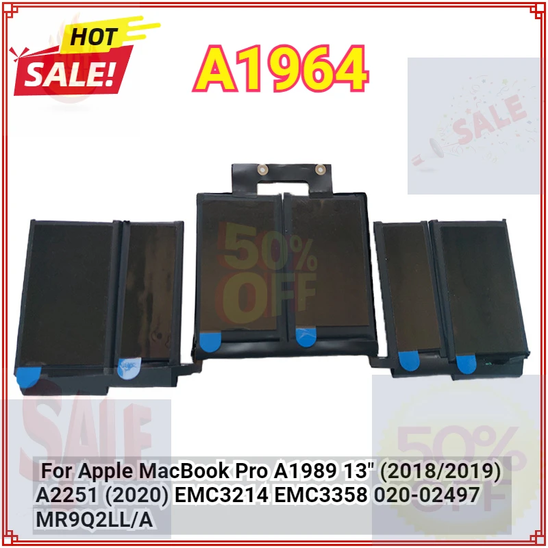 A1964 Laptop Battery for Apple MacBook Pro A1989 13" (2018/2019) A2251 (2020) EMC3214 EMC3358 020-02497 MR9Q2LL/A 11.41V/58Wh
A1964 Laptop Battery for Apple MacBook Pro A1989 13" (2018/2019) A2251 (2020) EMC3214 EMC3358 020-02497 MR9Q2LL/A 11.41V/58Wh